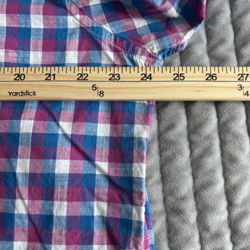 Johnston & Murphy | Men's Button-Up Purple and Blue Check Cotton Shirt - Picture 5 of 8